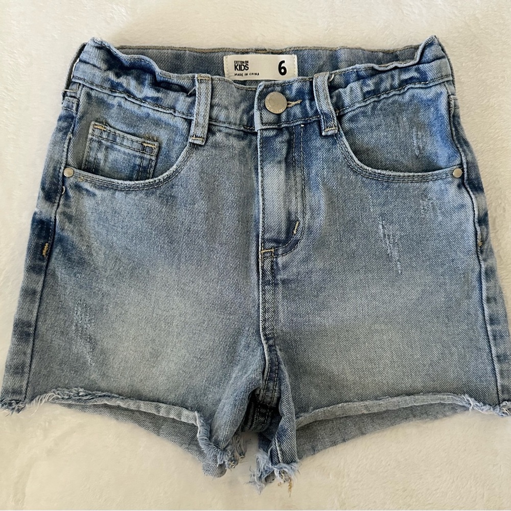 Girls distressed Cotton-On blue jean shorts